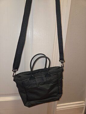 Uniqlo green purse with strap and handles